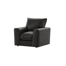 (Black, Armchair) Brooklyn Plush Velvet Fibre 3 & 2 Seater Sofa Set