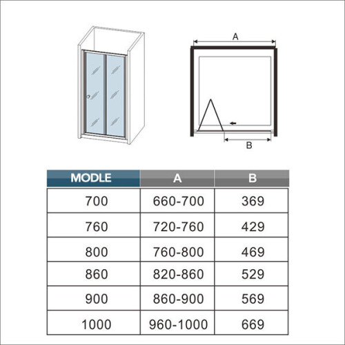 AICA (900mm) Bathroom Bi Fold Shower Enclosure 5mm DoorGlass 1