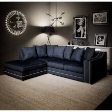 (Charcoal, Left Hand Facing) Kensington Corner Sofa in Black or Grey