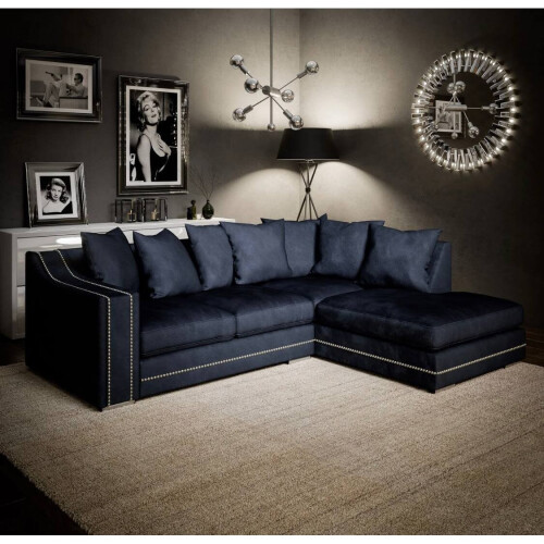 (Charcoal, Right Hand Facing) Kensington Corner Sofa in Black or Grey