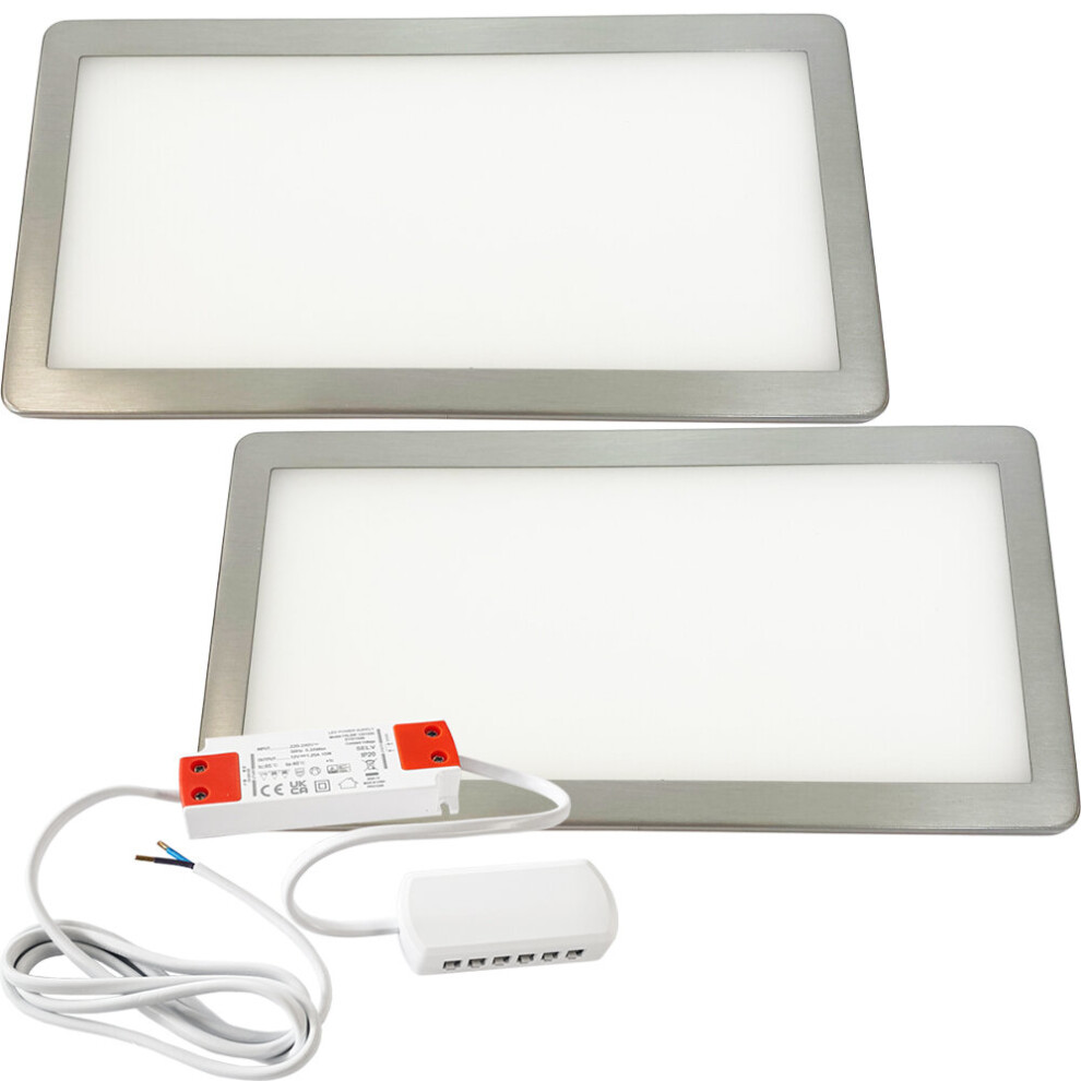 Loops (2 S & Driver) Brushed Nickel Slim Under Cabinet & Driver - Warm Diffused Led Light/White