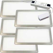 (5 Lights & Driver) BRUSHED NICKEL Slim Under Cabinet Light & Driver - Warm White Diffused LED