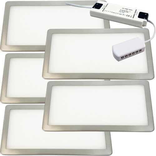 Loops (5 Lights & Driver) BRUSHED NICKEL Slim Under Cabinet Light & Driver - Warm White Diffused LED
