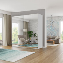 (White , 200cm) 2 or 3 Full Mirrored Sliding Door Wardrobe