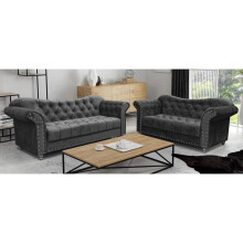 Chesterfield 3 & 2 Seater Sofa Set Grey
