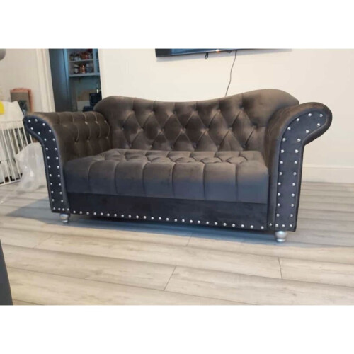 Chesterfield 3 & 2 Seater Sofa Set Grey 2