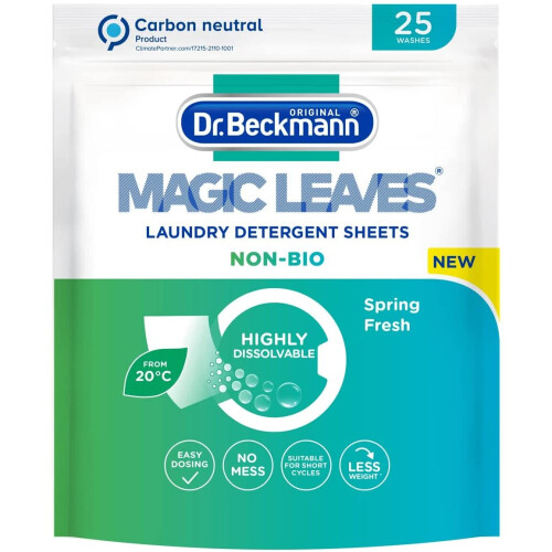 Dr Beckmann Dr Beckmann Magic Leaves Μη βιολογικό απορρυπαντικό πλυντηρίου ρούχων 25 φύλλα