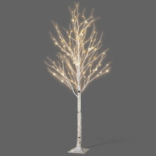 (6ft) NETTA Birch Tree with Warm White Lights - White