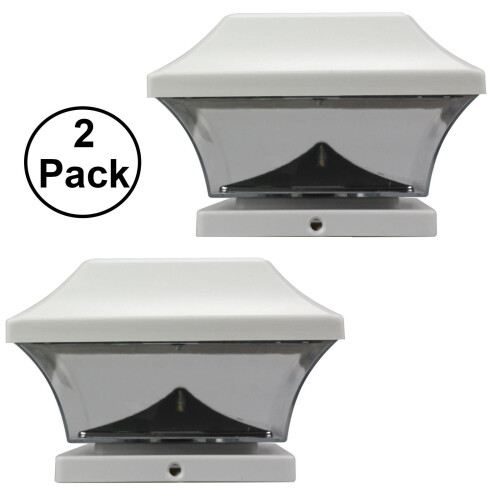True Face (White - 2 Pack) Solar Powered LED Deck Post Light Outdoor Garden Patio Pathway Waterproof