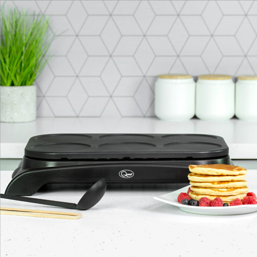 Quest 35319 Mini Pancake Maker and Grill / 6 Non-Stick Moulds, Easy Use