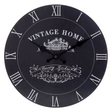 Vintage Home Black Retro Wooden Wall Clock Living Room Kitchen Bedroom Dcor