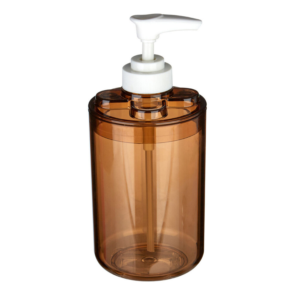 Brown Plastic Lotion Pump Liquid Soap Dispenser Bathroom Bath Accessory Storage