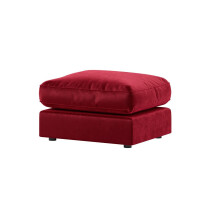 (Red, Footstool) Brooklyn Plush Velvet Fibre 3 & 2 Seater Sofa Set