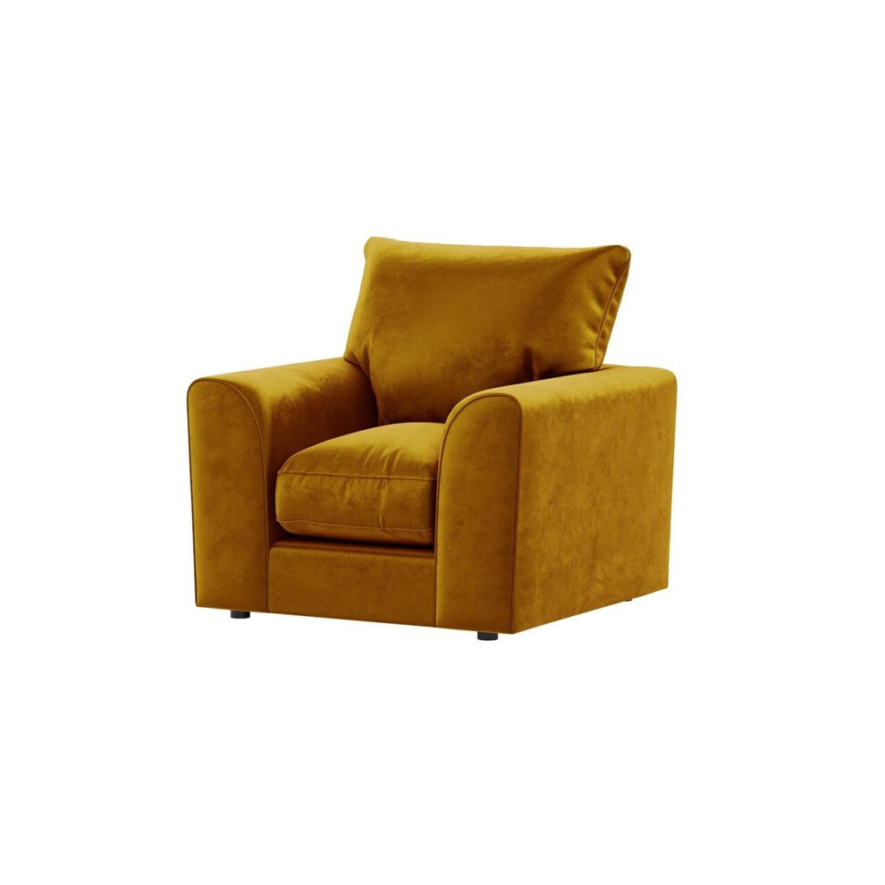 (Gold, Armchair) Brooklyn Plush Velvet 3 & 2 Seater Sofa Set