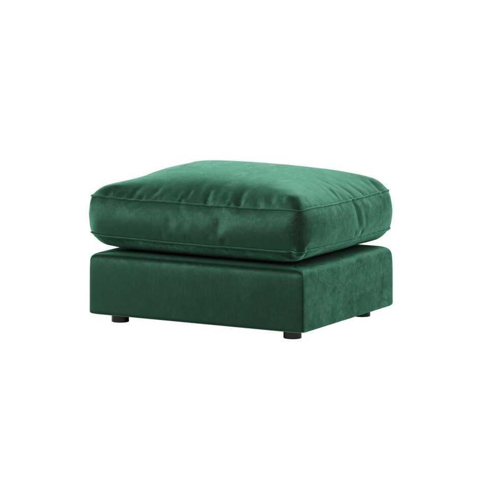 (Green, Footstool) Brooklyn Plush Velvet 3 & 2 Seater Sofa Set