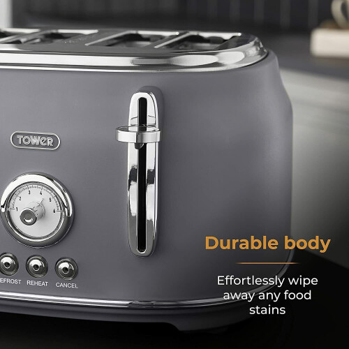 Tower Tower Stylish Renaissance 4 Slice Toaster, 1630W, Grey 2