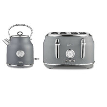 Tower Renaissance 1.7 Litre 3kW Quiet Boil Kettle and 4 Slice Toaster  Matt Grey