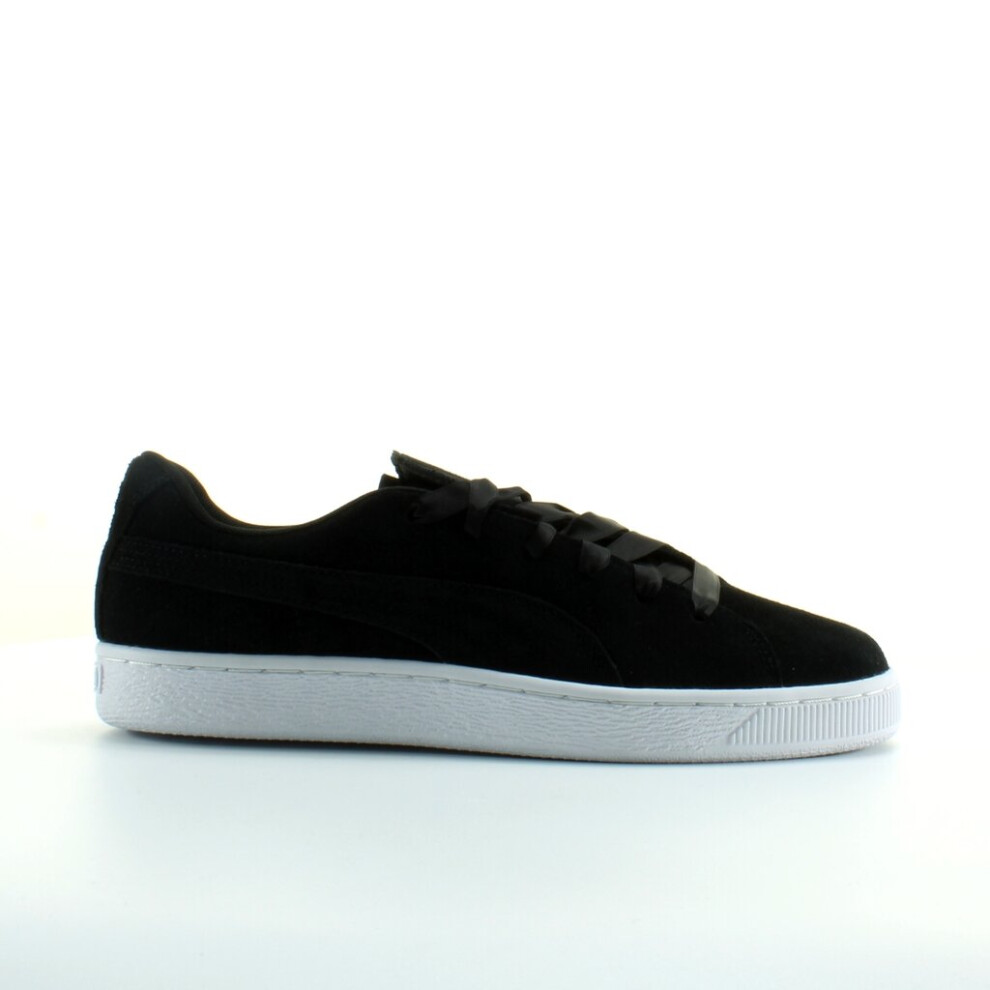 (3.5 (Adults')) Puma Suede Crush Black Leather Womens Lace Up Trainers 369251 03