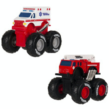 Tonka Monster Metal Movers Emergency Fleet: 1:64 Diecast EMT & Fire Trucks with Moveable Ladder
