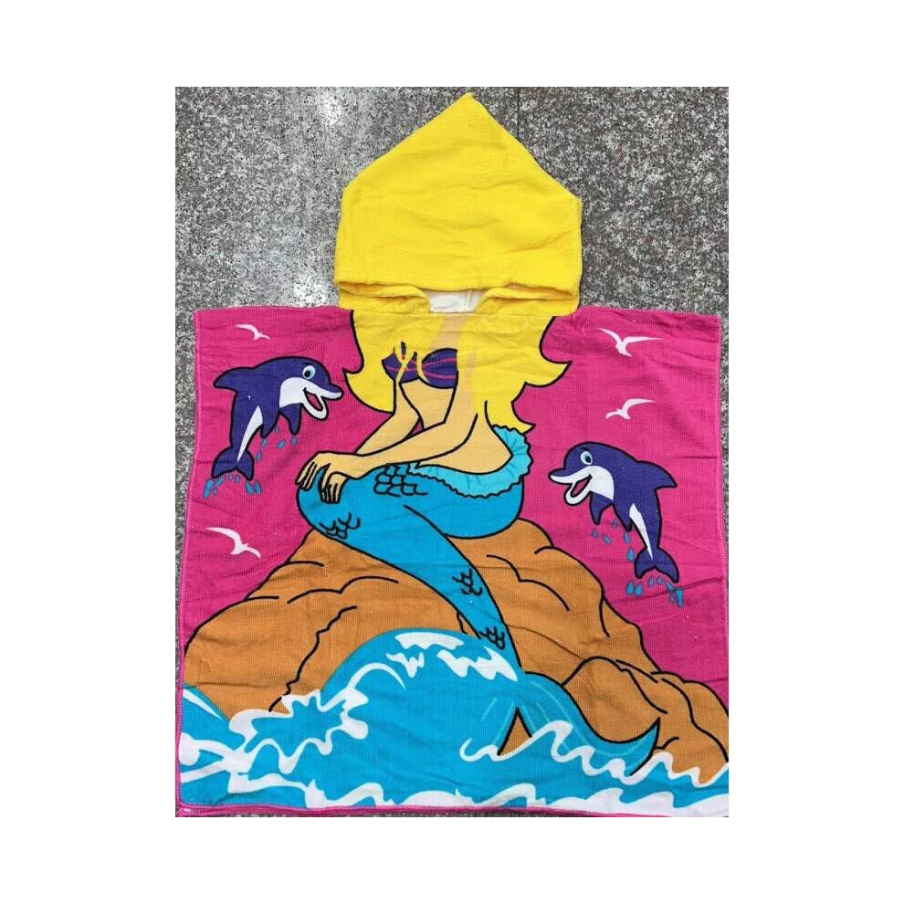 (Dolphin) Children'S Bath Towel Cape Hooded Bathrobe Cartoon Printing Blanket