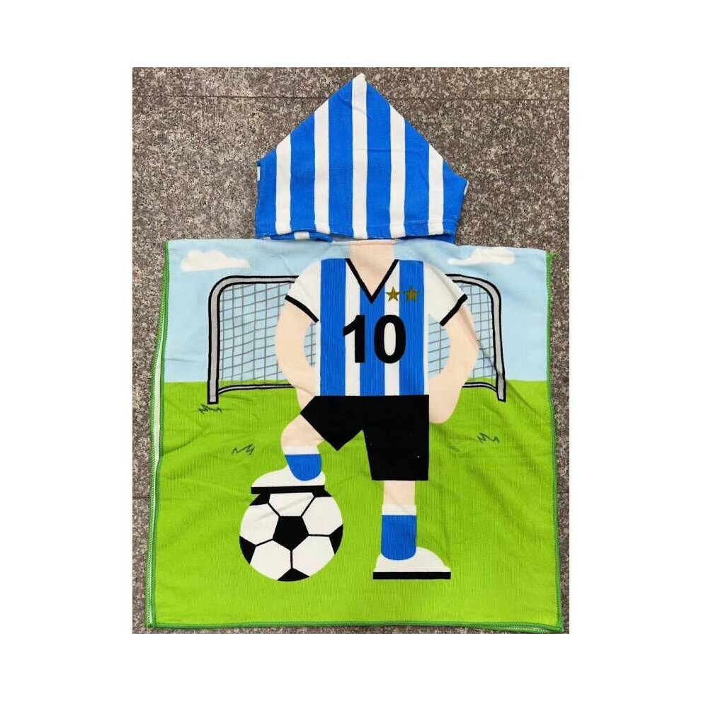 (Football) Children'S Bath Towel Cape Hooded Bathrobe Cartoon Printing Blanket