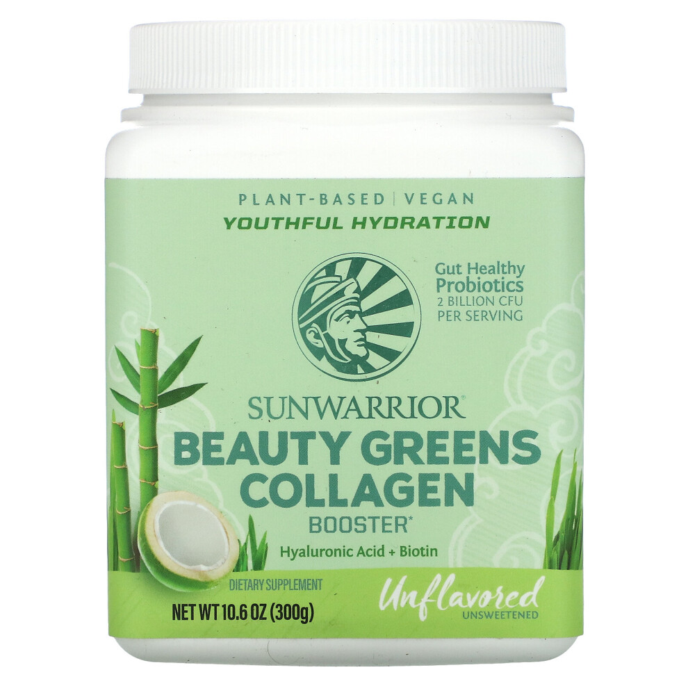 Sunwarrior , Beauty Greens Collagen Booster, Unflavored, 10.6 Oz (300 G)