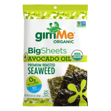 gimMe, Algues grillées, grandes feuilles, sel marin et huile d'avocat, 0,92 oz (26 g)