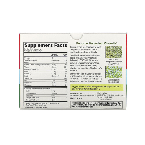 Sun Chlorella, Complément de Chlorelle, 500 mg, 600 Comprimés 1