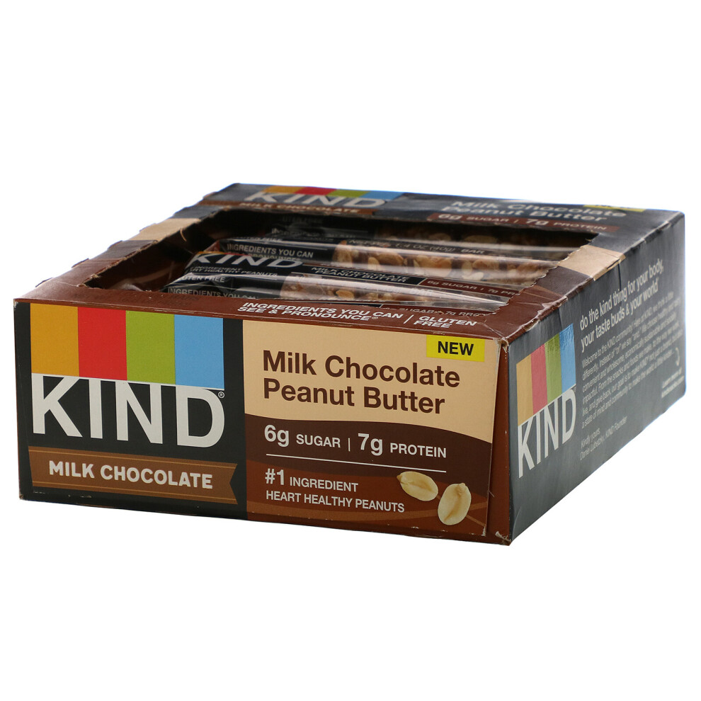 Kind Bars , Milk Chocolate, Peanut Butter, 12 Bars, 1.4 Oz (40 G) Each