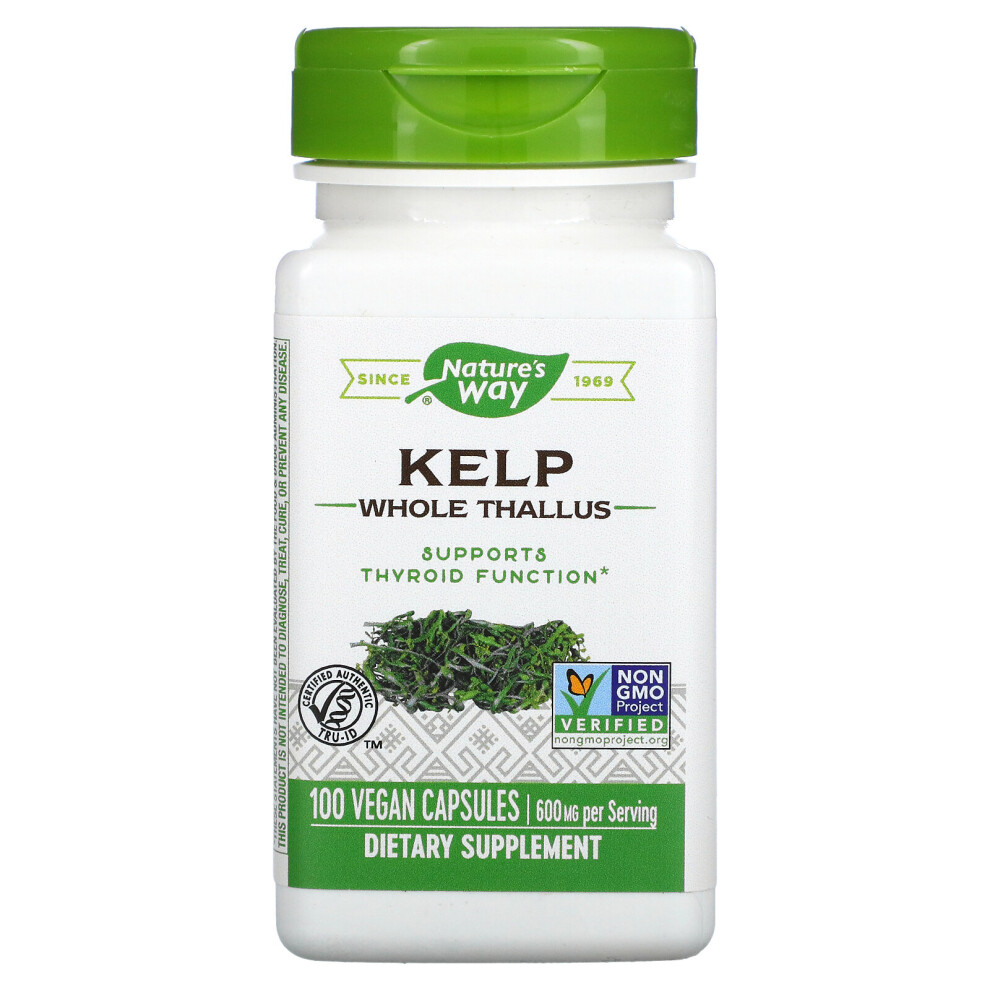 Nature's Way , Kelp, Whole Thallus, 600 Mg, 100 Vegan Capsules