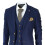 (44) Mens 3 Piece Navy Blue Birdseye Classic Suit 5
