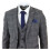 (36) Mens 3 Piece Grey With Blue Check Vintage Suit 3