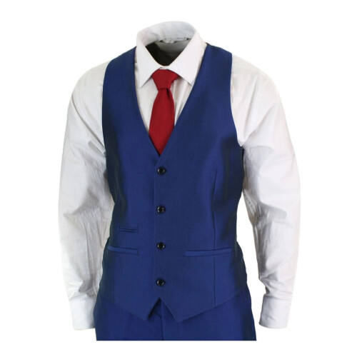 (38) Mens 3 Piece Shiny Royal Blue Classic Suit 1