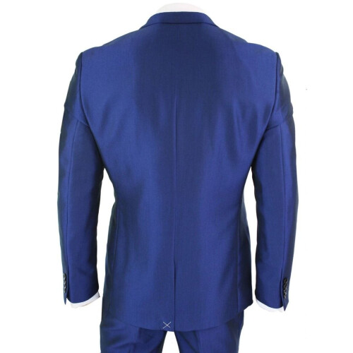 (38) Mens 3 Piece Shiny Royal Blue Classic Suit 2