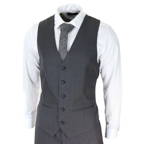 (38) Mens 3 Piece Charcoal Grey Classic Stitch Suit 1