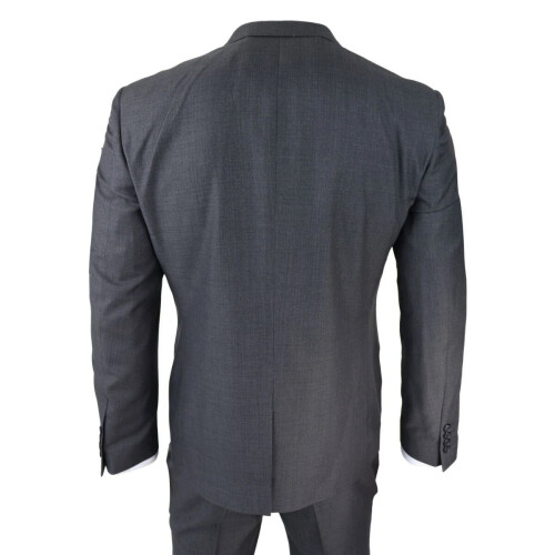 (38) Mens 3 Piece Charcoal Grey Classic Stitch Suit 2