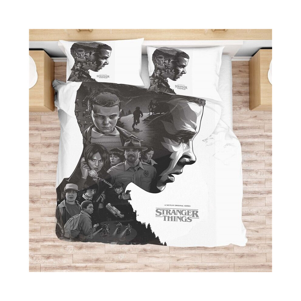 (BlackWhite, 135*200cm) Stranger Things Season 3 Duvet Cover Bedding Set  UK Single 2PCS Set
