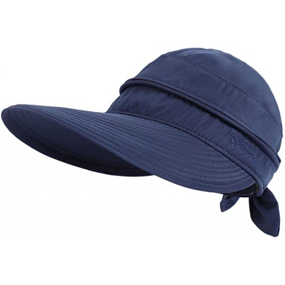 (Blue, 2XS) Upf 50+ Uv Sun Protective Convertible Beach Visor Hat For Women