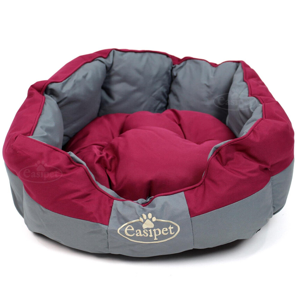 Waterproof Round Dog Bed in Grey/Burgundy S Easipet 74680