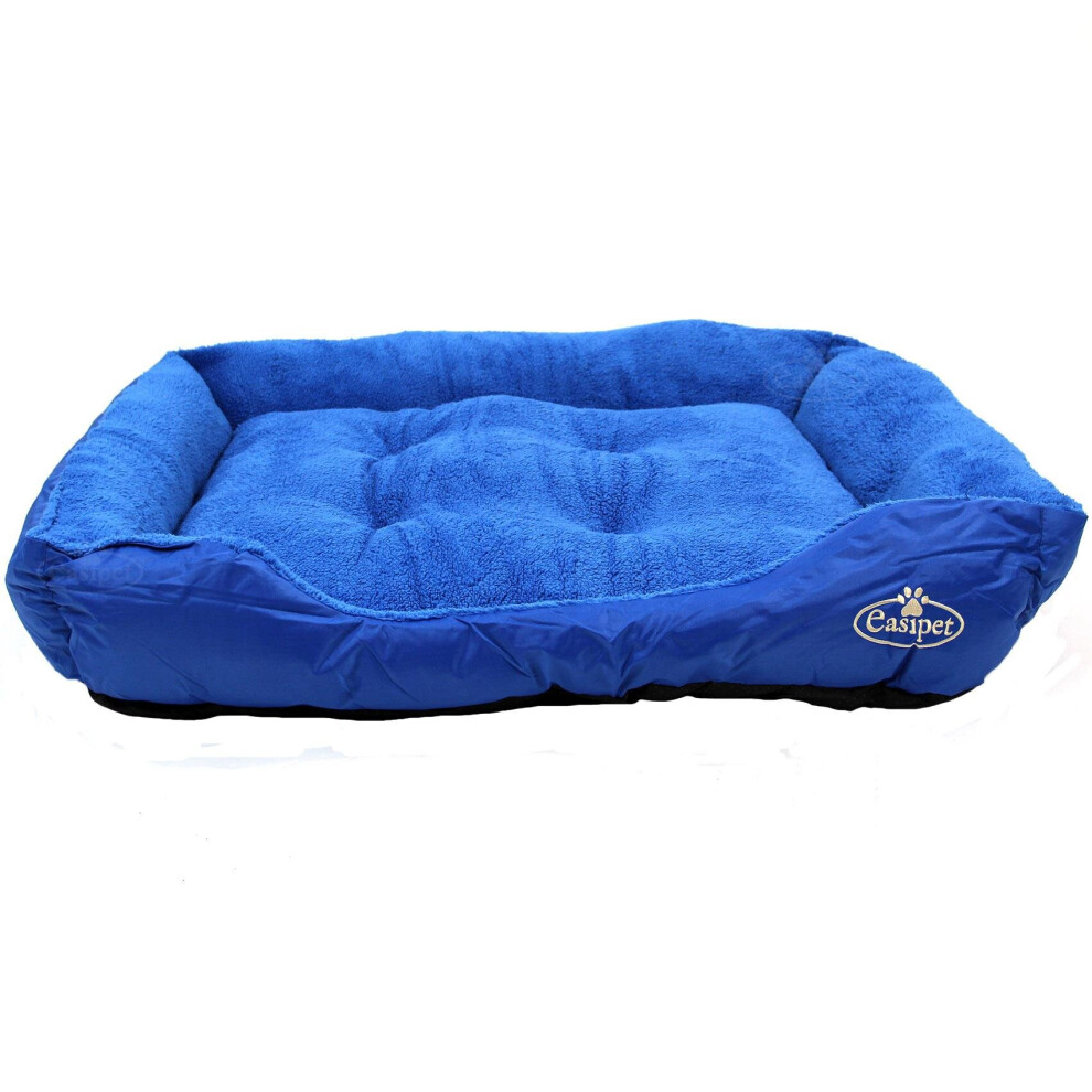 XL Dog Bed in Blue Faux Fur Washable Deluxe Cushion