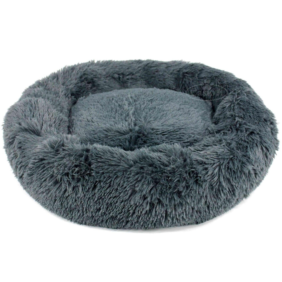 Large Dog Bed Fluffy Donut Cushion in Dark Grey Actiaspet