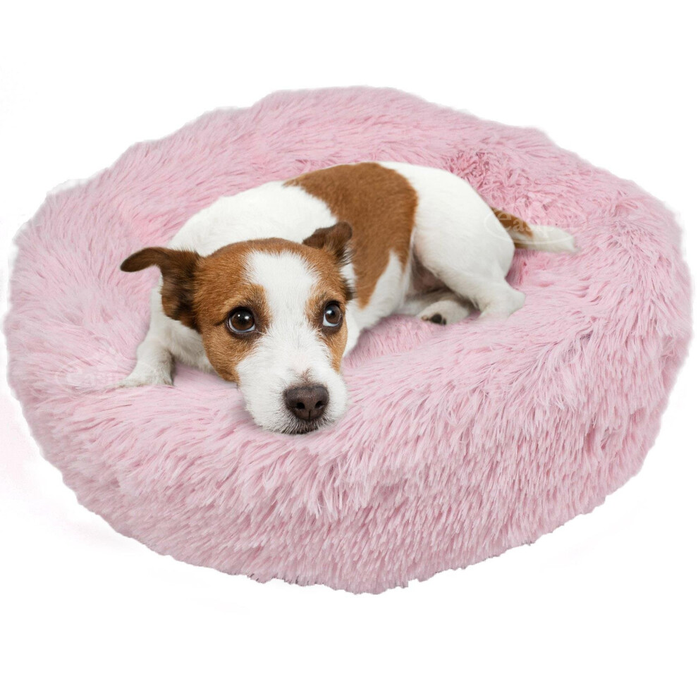 Dog Bed Fluffy Donut Cushion in Pink S
