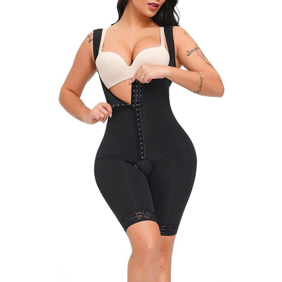 (Black, L) Shapewear Bodysuit For Women Tummy Control Fajas Colombianas Waist Trainer