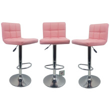 3 X Pink "Modena" Faux Leather Bar Stools, swivel height adjustable Set of 3