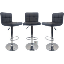 3 X Black "Modena" Faux Leather Bar Stools, Set of 3