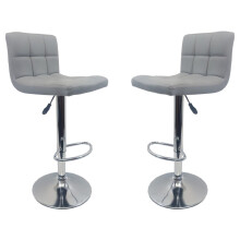 Set of 2 Grey "Modena" Faux Leather Bar Stools, swivel