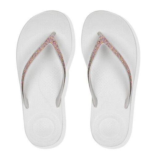 Fit Flop iQushion Sparkle Flip-Flops White Sparkle