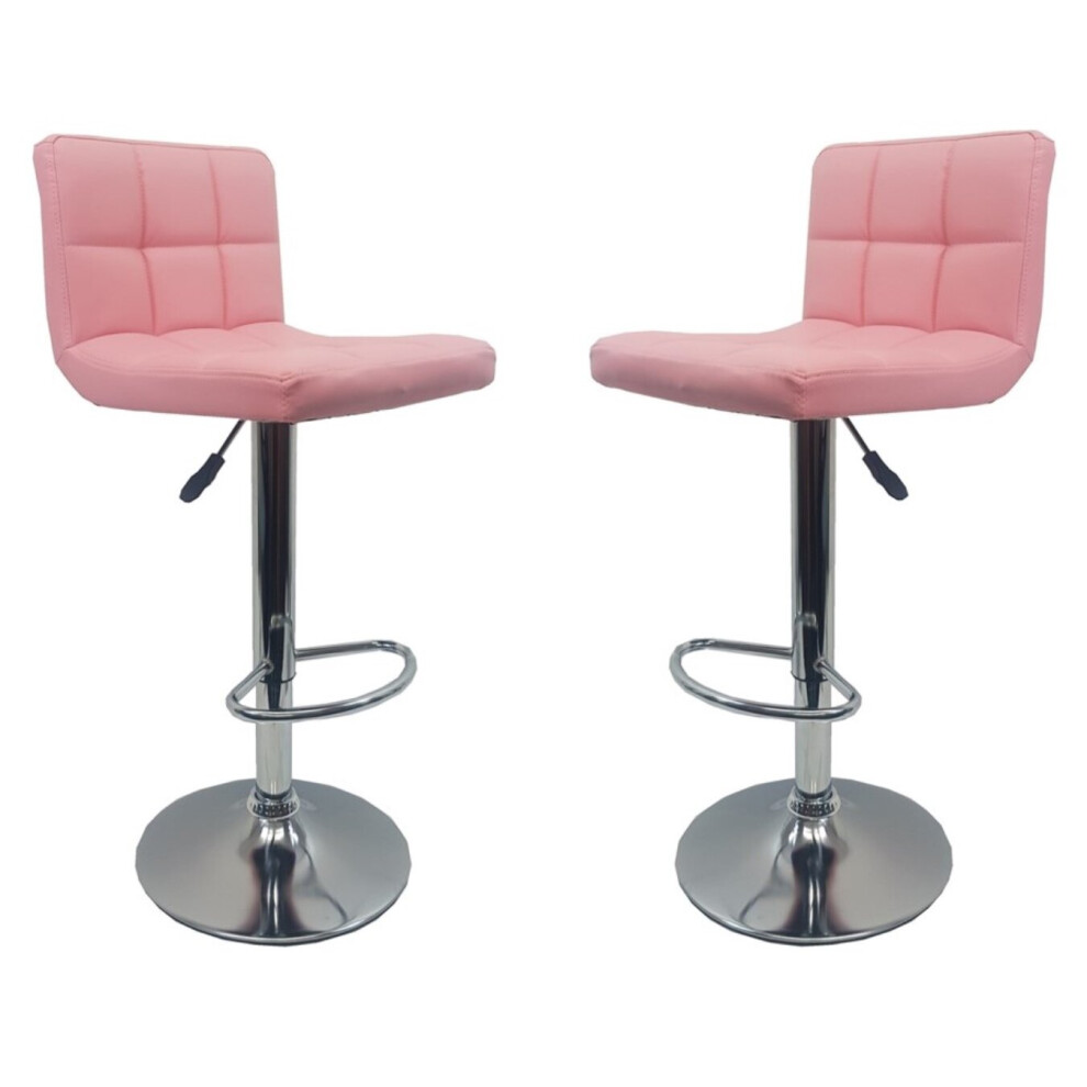 Set of 2 Pink "Modena" Faux Leather Bar Stools,  2 Stools