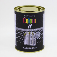 Paint Factory Colour It 300ml Iron Gate Black Gloss Metal Railings Paint – Durable, Weatherproof Gloss Finish for Steel & Iron