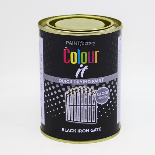 Paint Factory Colour It 300ml Iron Gate Black Gloss Metal Railings Paint – Durable, Weatherproof Gloss Finish for Steel & Iron